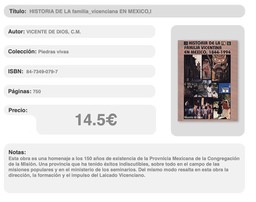 Historia de la familia vicentina en Mexico 1844-1994